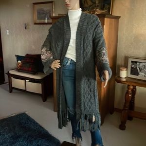 Olive green long cardigan